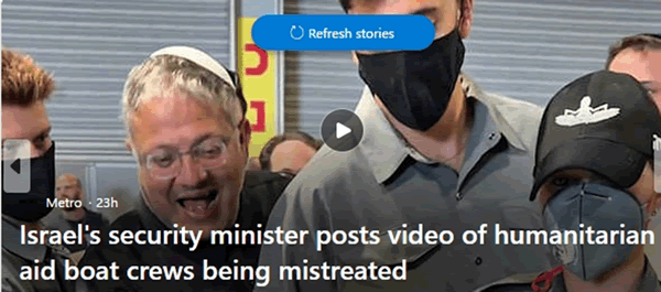 Israel's security minister posts video 